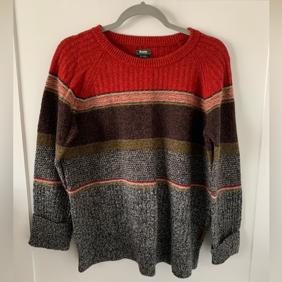 Lambswool Crewneck Warm Boyfriend Sweater, ROOTS Canada, Autumn Outerwear, L - Picture 14 of 14